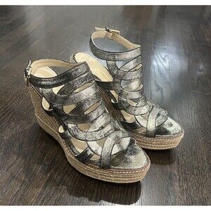 Rebecca Minkoff Sandals Women's 9.5 B Gold Platform Espadrille‎ Strappy Wedge